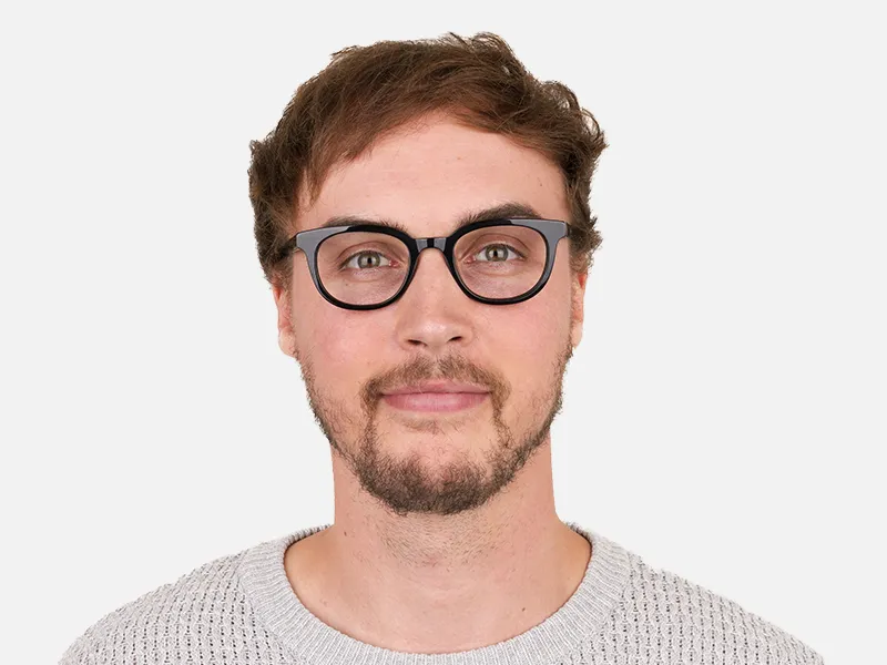 Black Vintage Horn Glasses in Square - 2