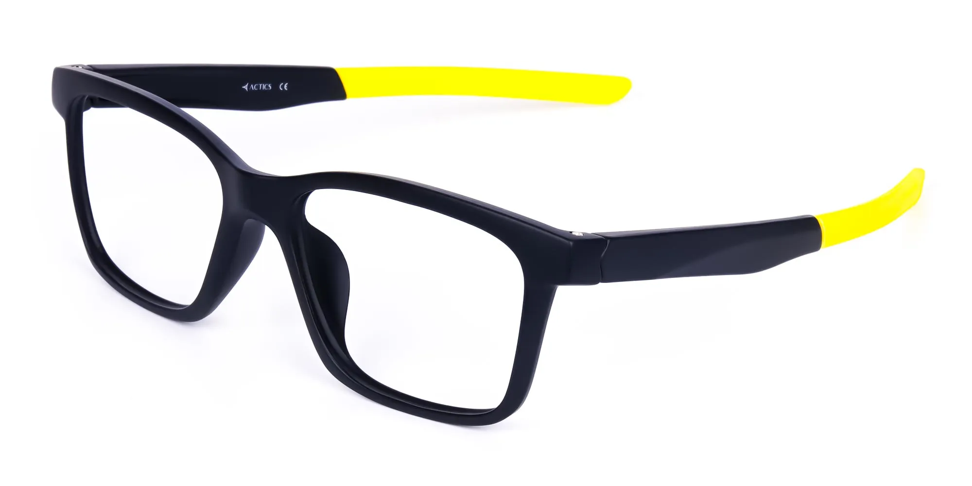 Black and Bright Yellow Cycling Glasses For Women In Rectangular Shape-3