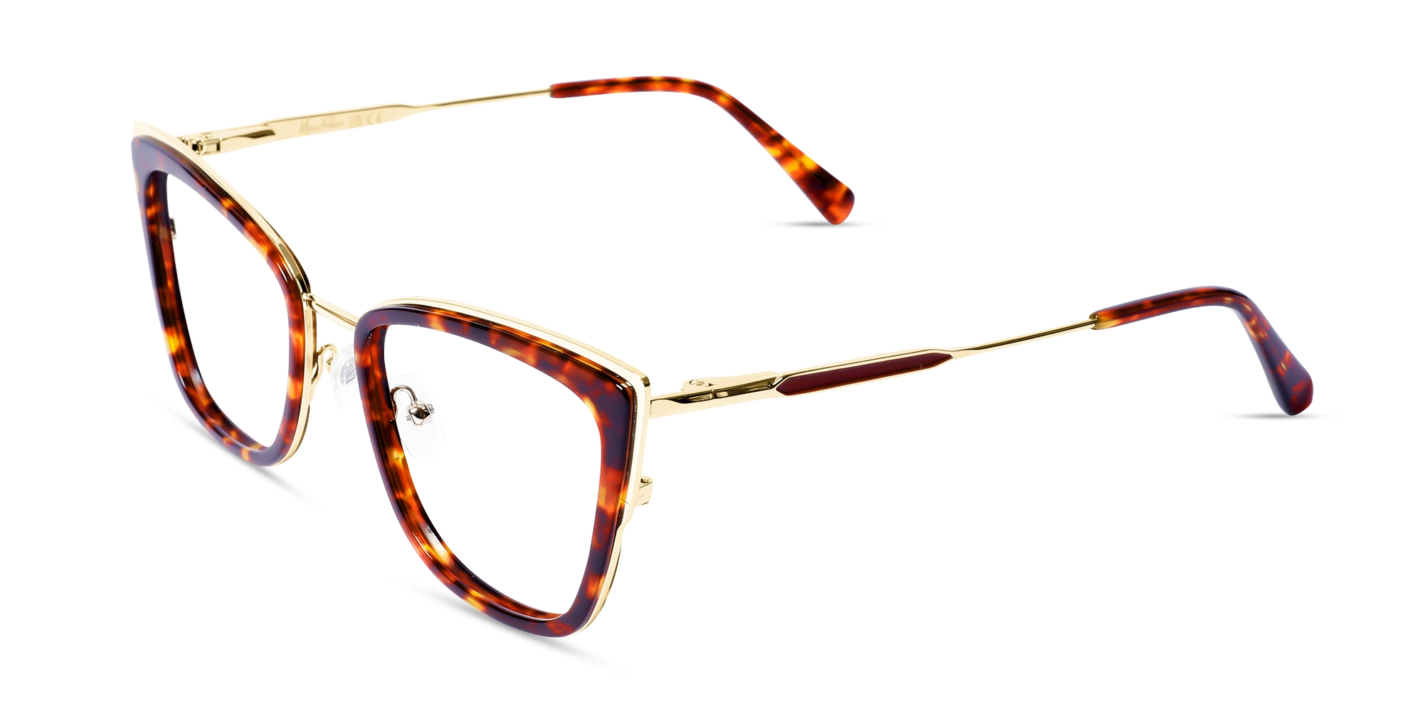 Red & Gold Cat Eye Glasses Frame Red & Gold Cat Eye Glasses Frame