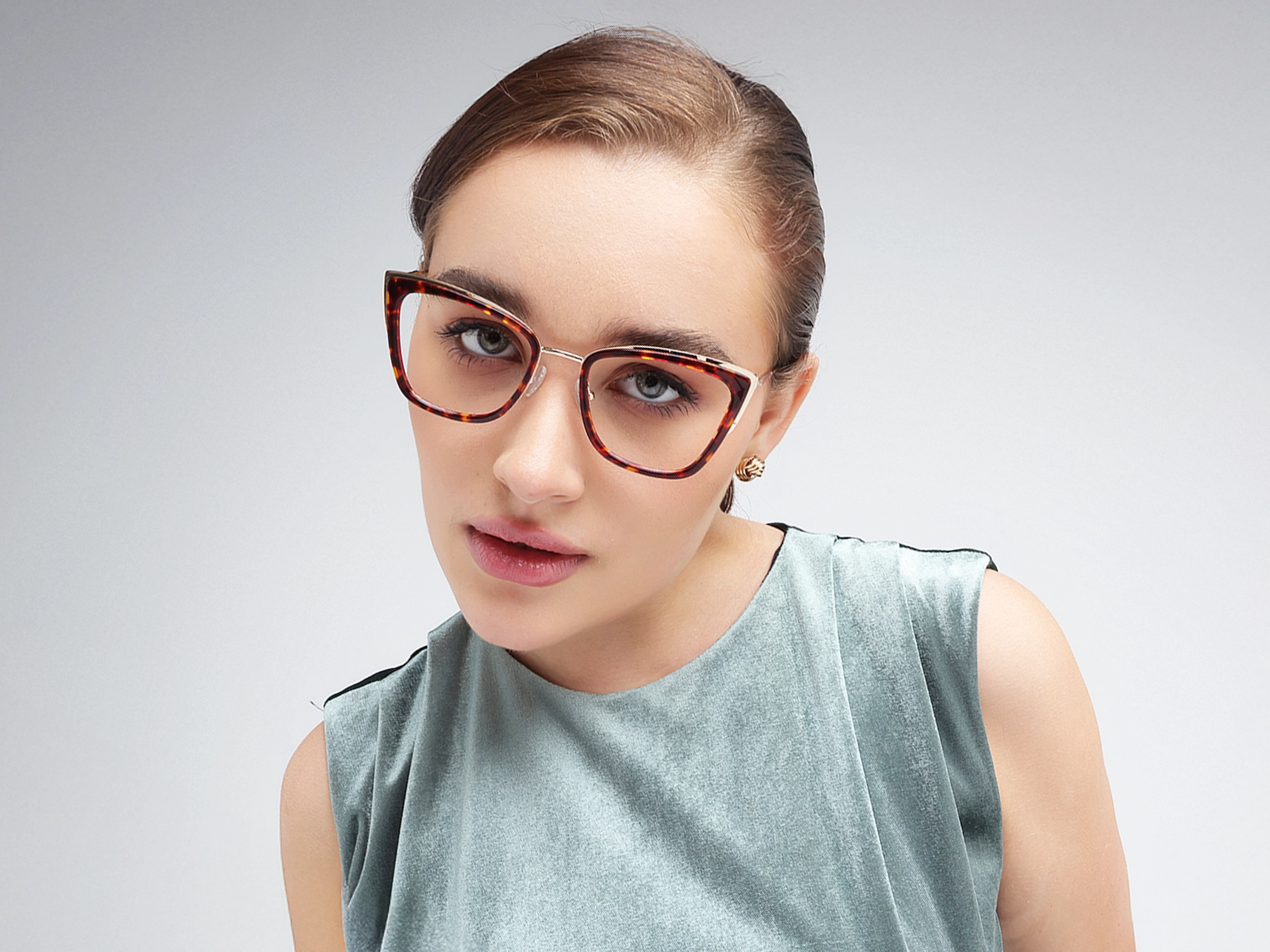 Red & Gold Cat Eye Glasses Frame