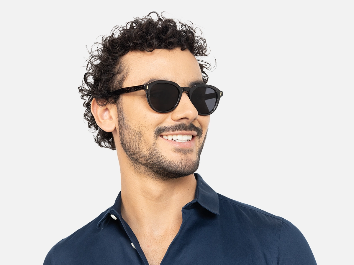 Black Marble Round Sunglasses-43