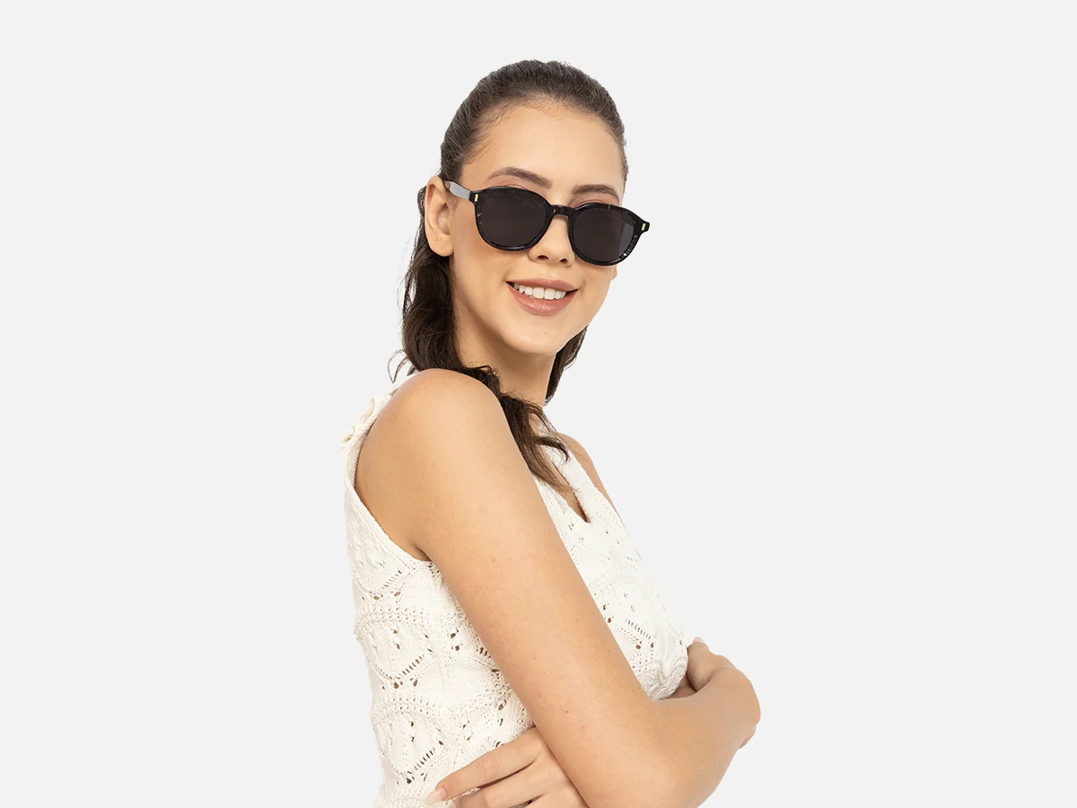 Black Marble Round Sunglasses-51