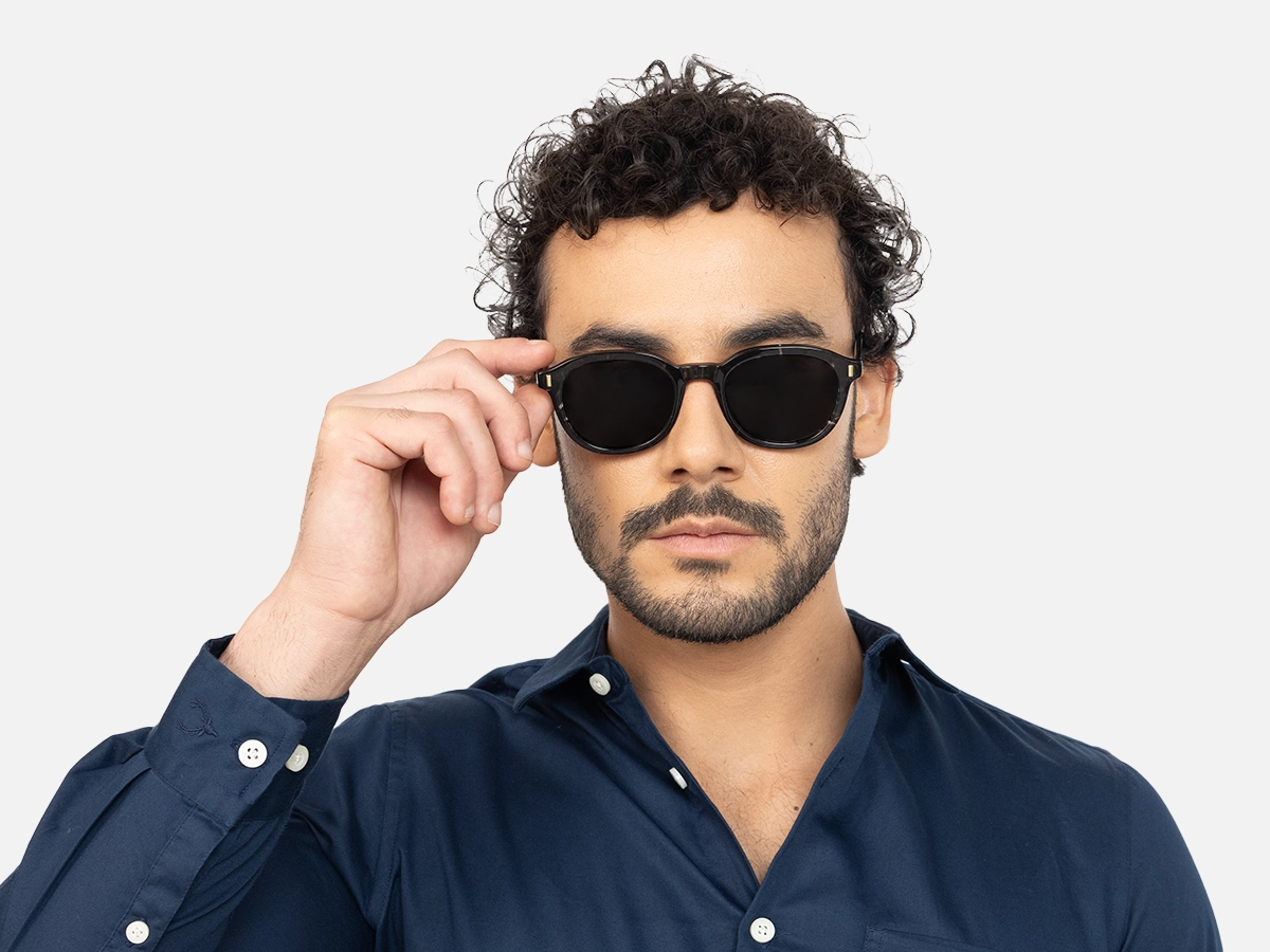 Black Marble Round Sunglasses-41