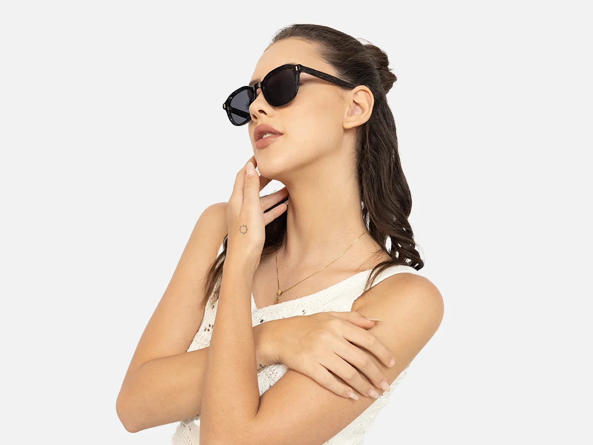 Black Marble Round Sunglasses-54