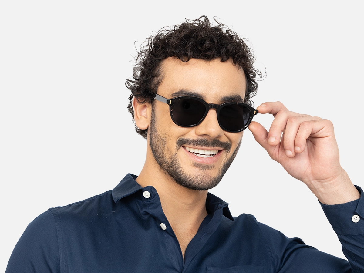 Black Marble Round Sunglasses-44