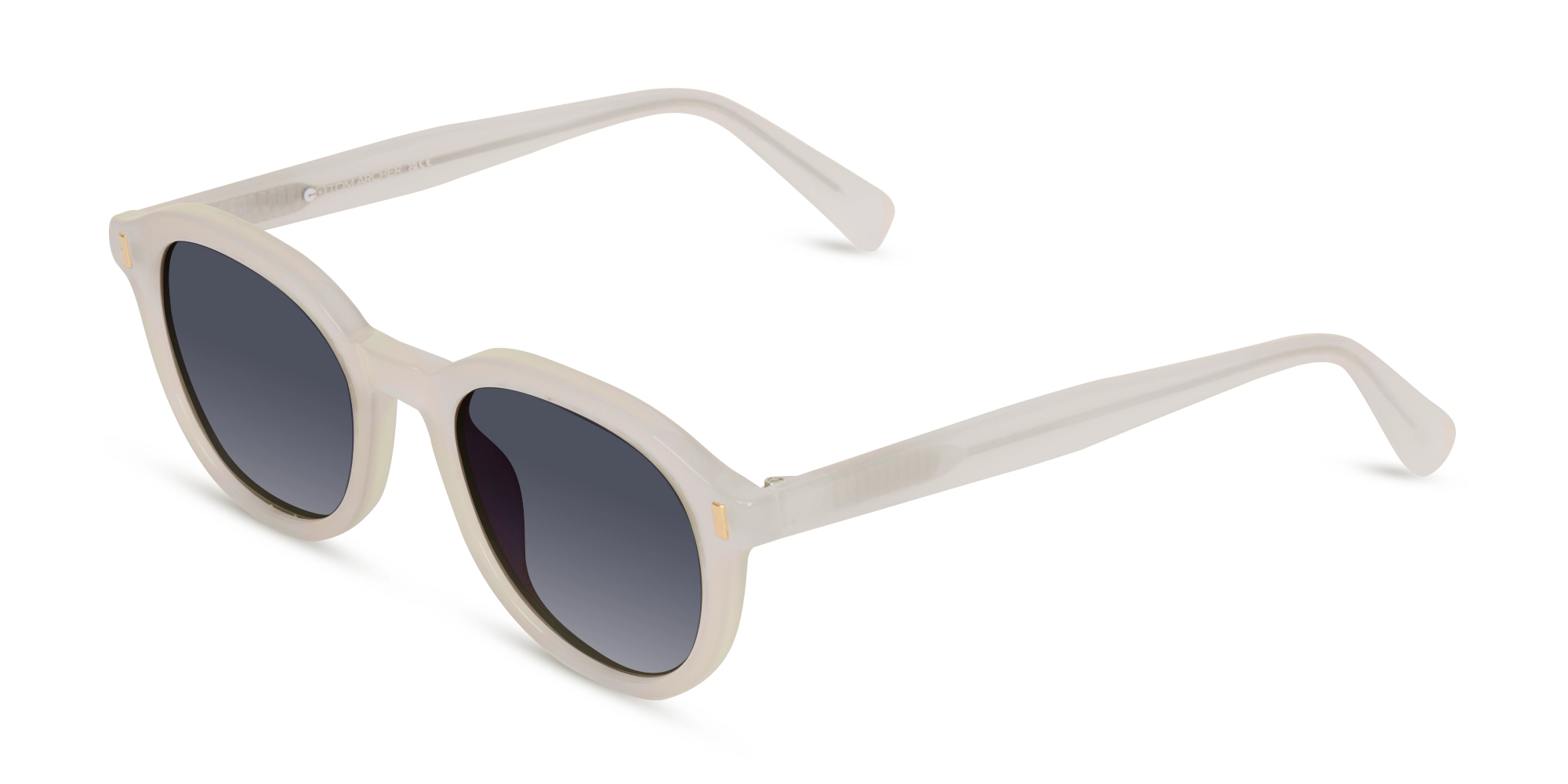 Pearl White Round Sunglasses-3