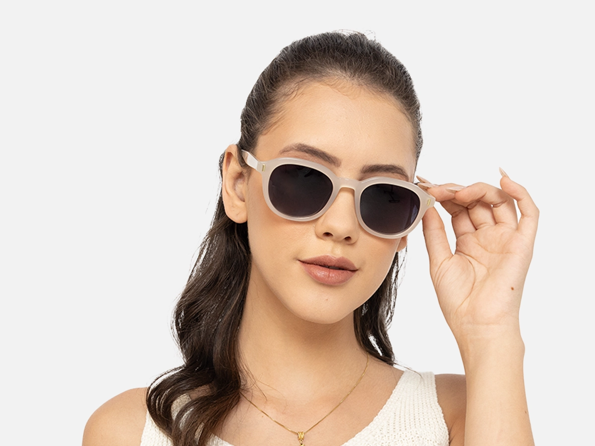 Pearl White Round Sunglasses-51
