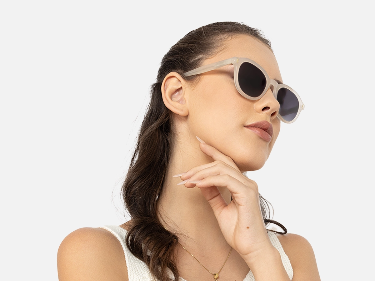 Pearl White Round Sunglasses-54