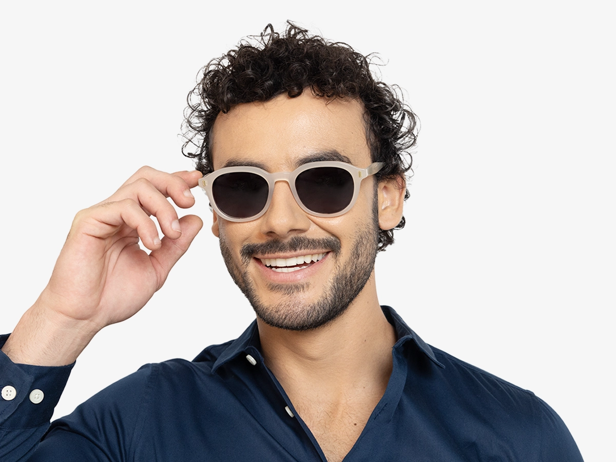 Pearl White Round Sunglasses-44