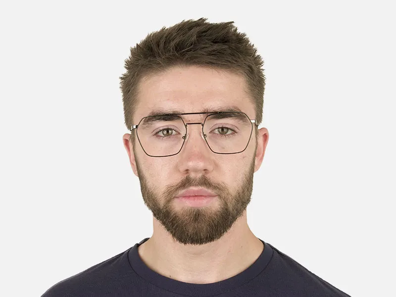 Hipster Geometric Black & Gunmetal Thin Metal Frame Glasses  - 2