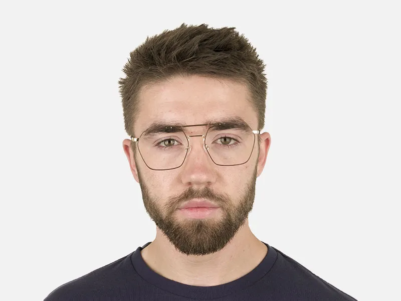 Hipster Geometric Gold & Brown Thin Metal Frame Glasses - 2