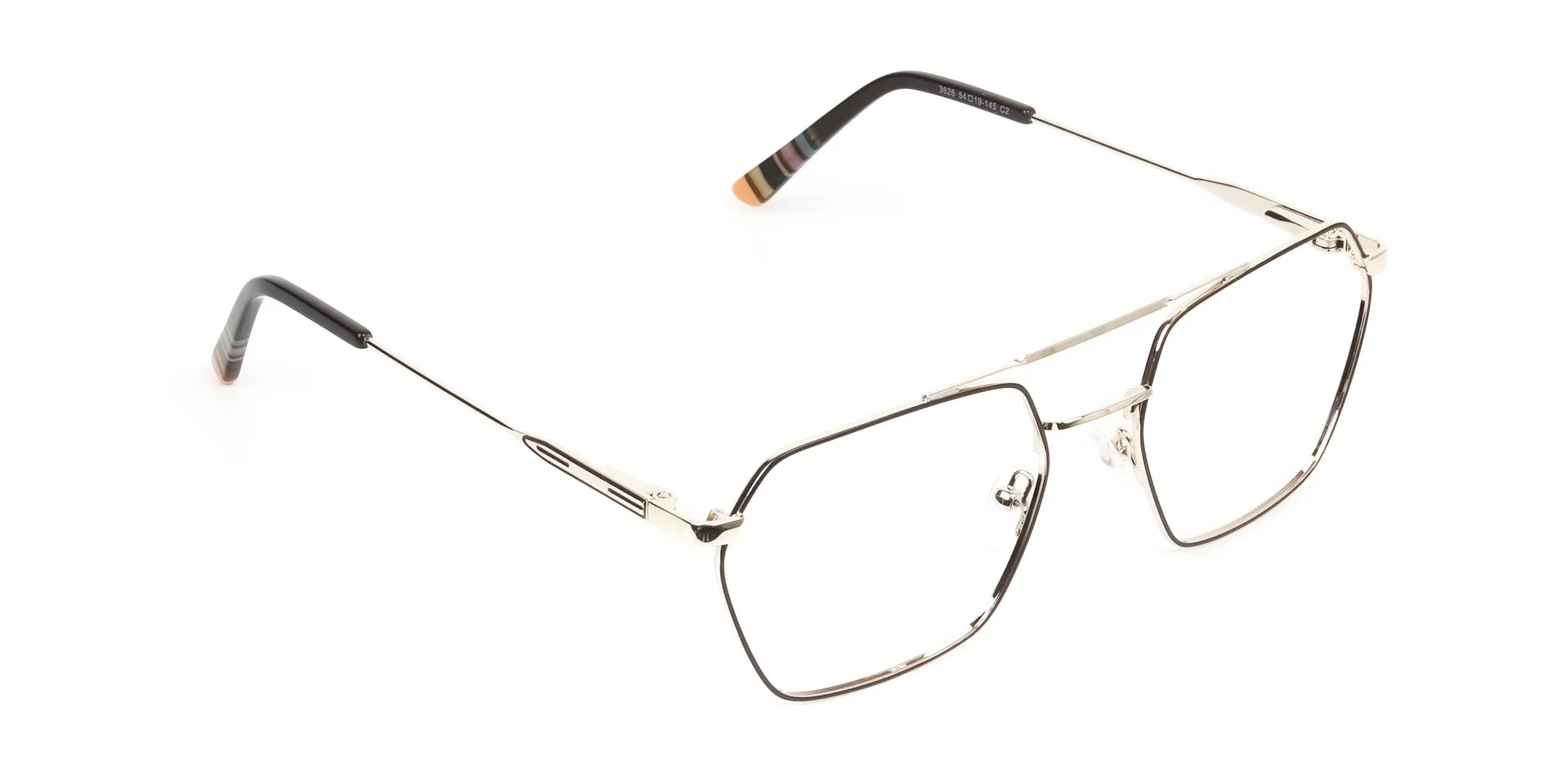 Hipster Geometric Gold & Brown Thin Metal Frame Glasses - 2