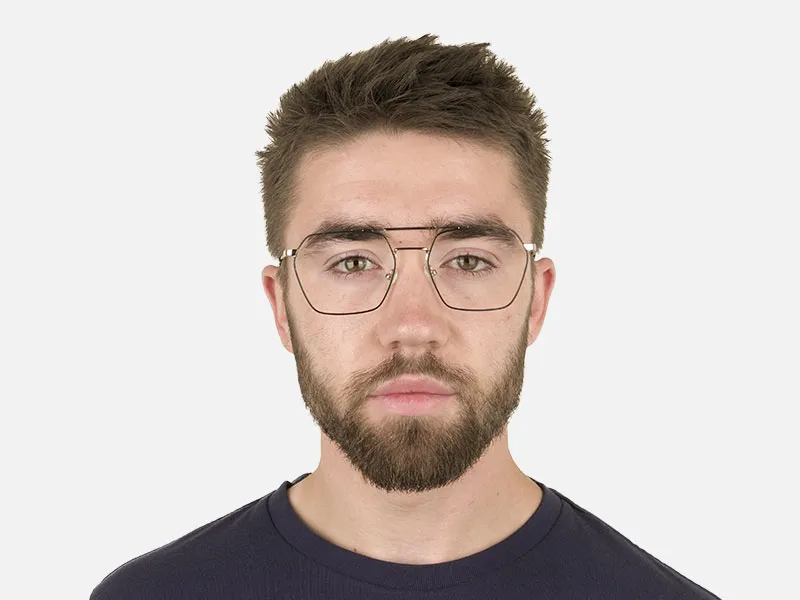 Black & Silver Thin Metal Glasses in Hipster Geometric Frame - 2