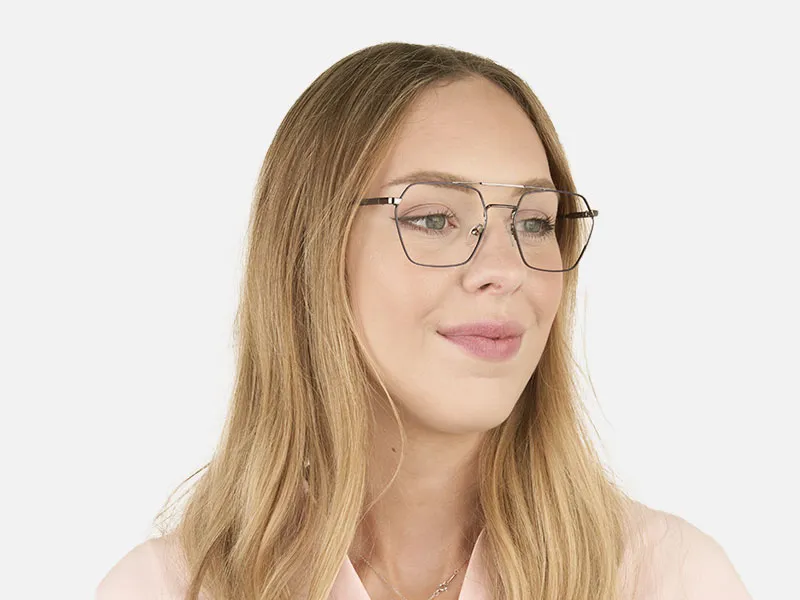 Dark Navy & Gunmetal Thin Metal Glasses - 2