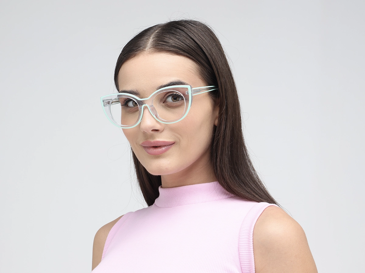 Green Cat-eye Glasses 52