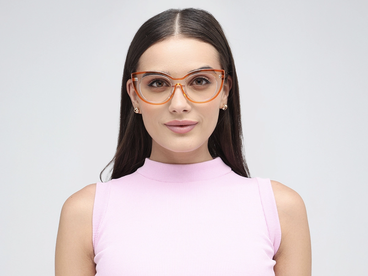 Orange Cat-eye Womens Glasses 51