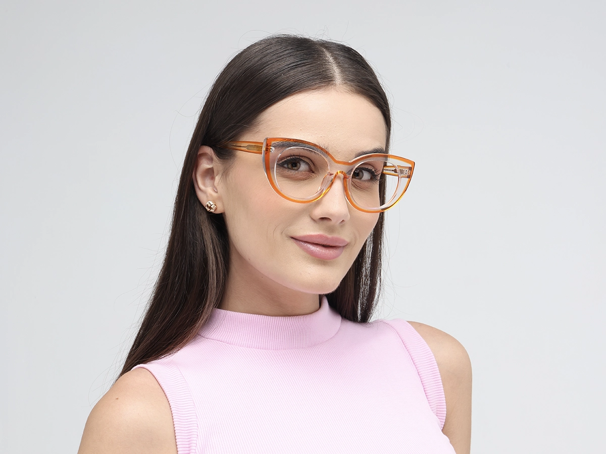 Orange Cat-eye Womens Glasses 53