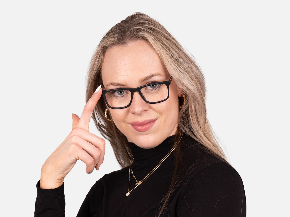 Matte Black Rectangular Glasses-52