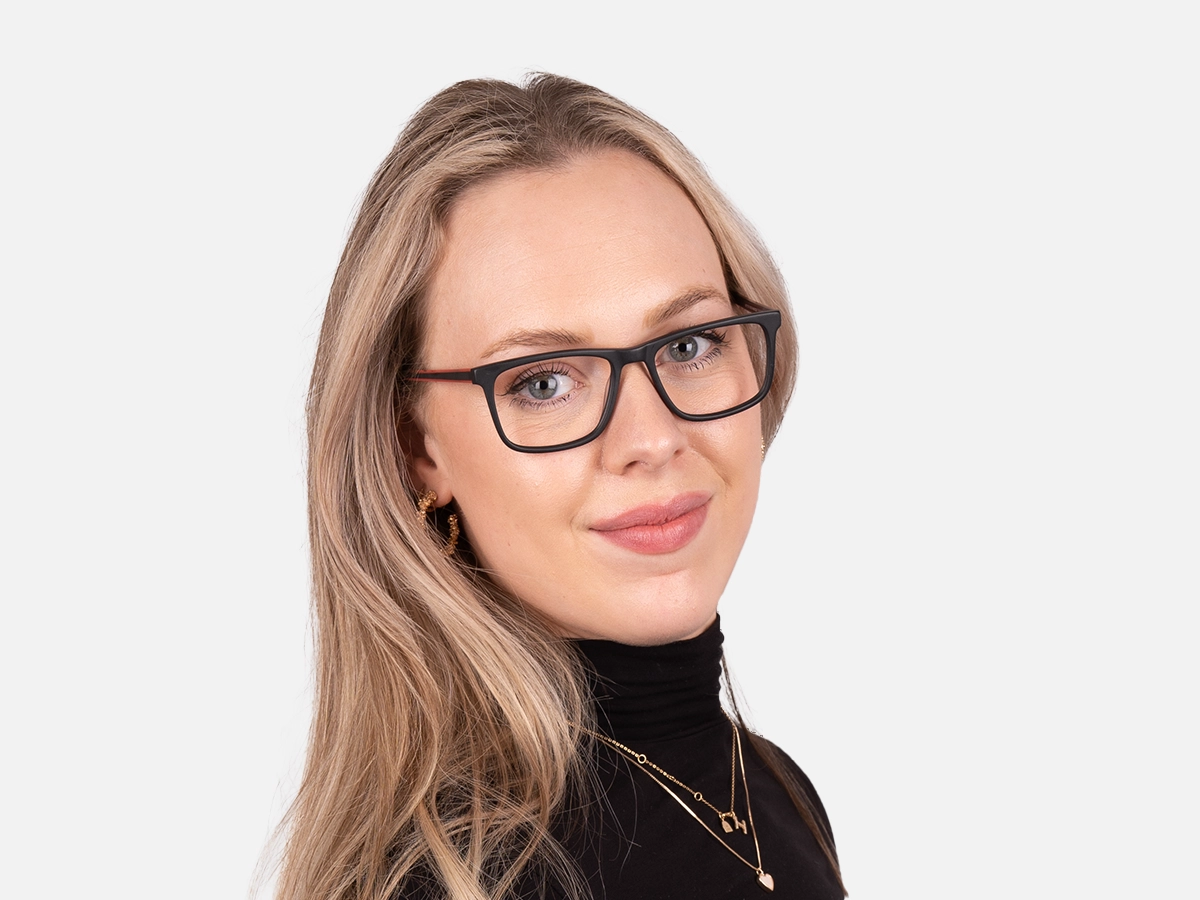 Matte Black Rectangular Glasses-51
