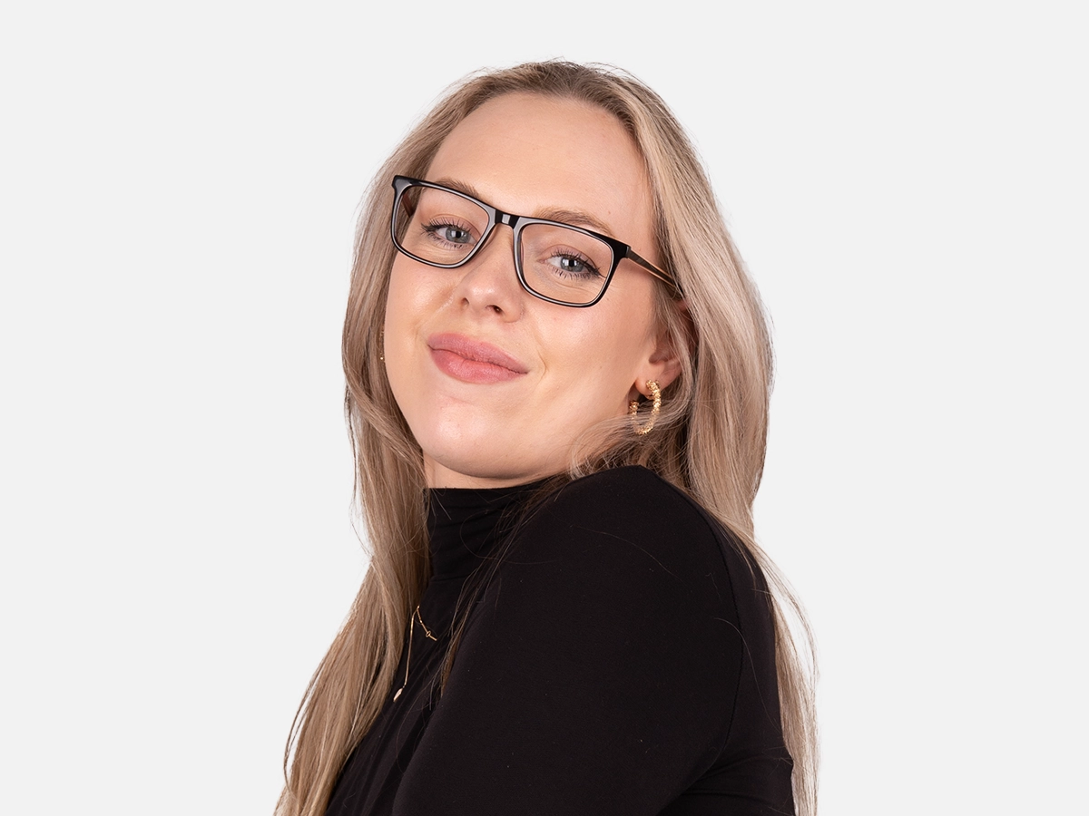 Black And Orange Rectangular Glasses-51