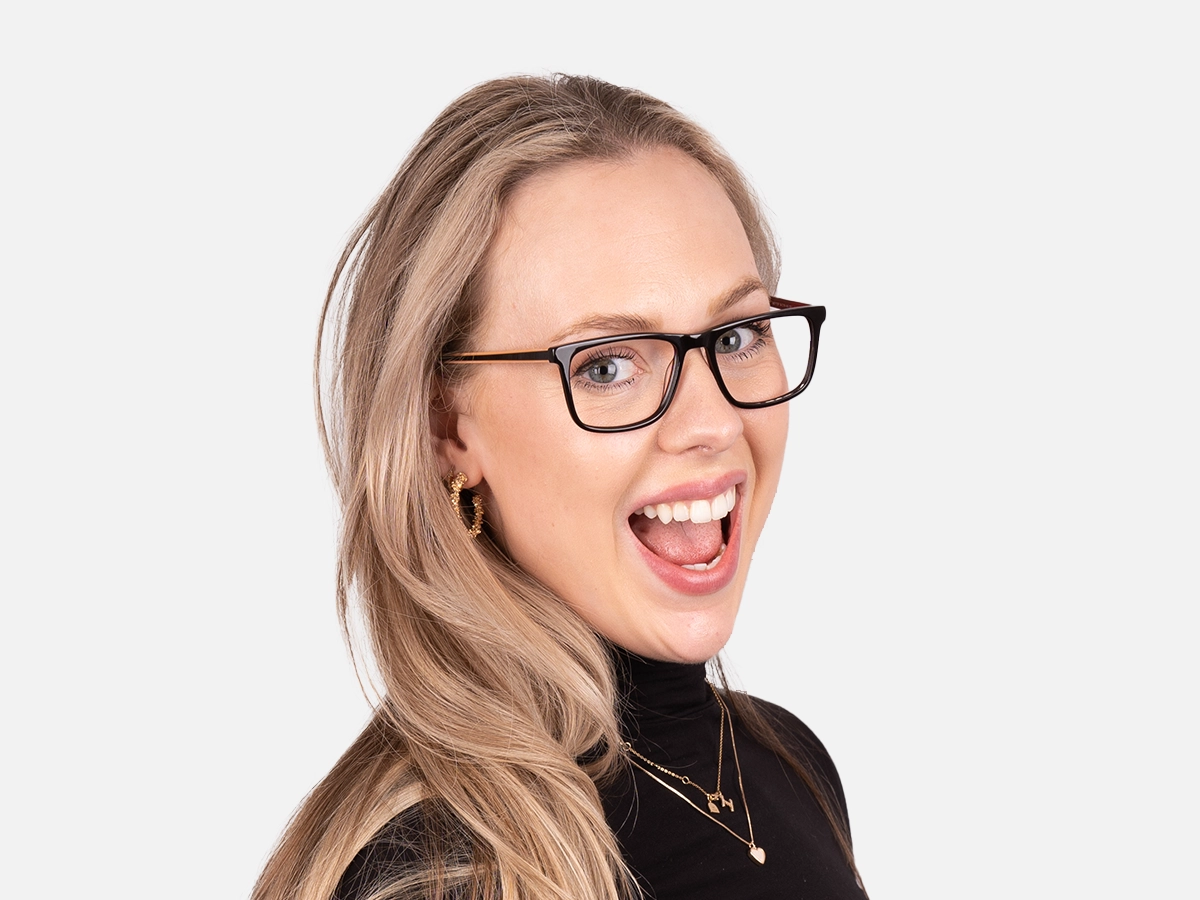 Black And Orange Rectangular Glasses-54