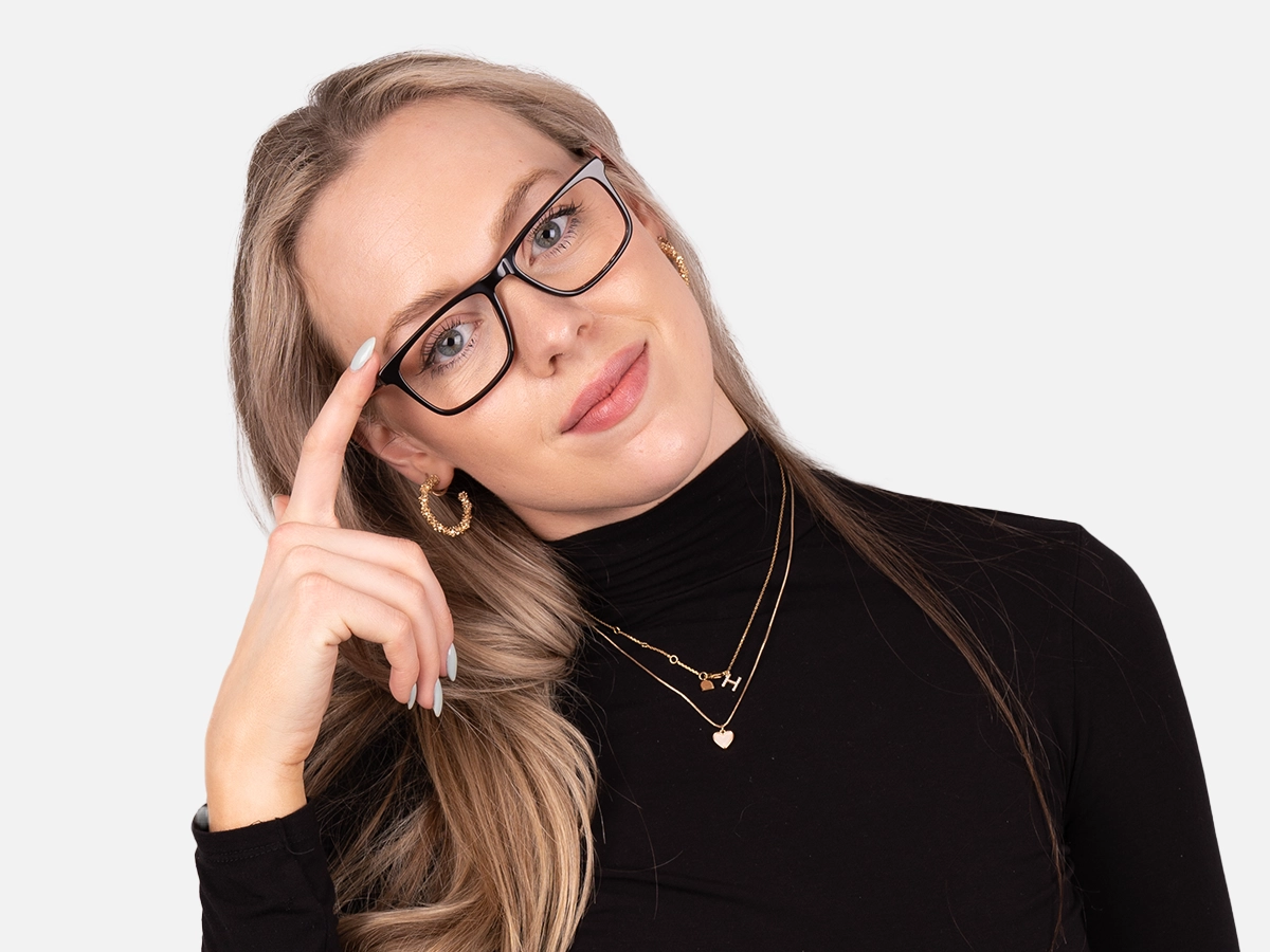 Black And Orange Rectangular Glasses-53