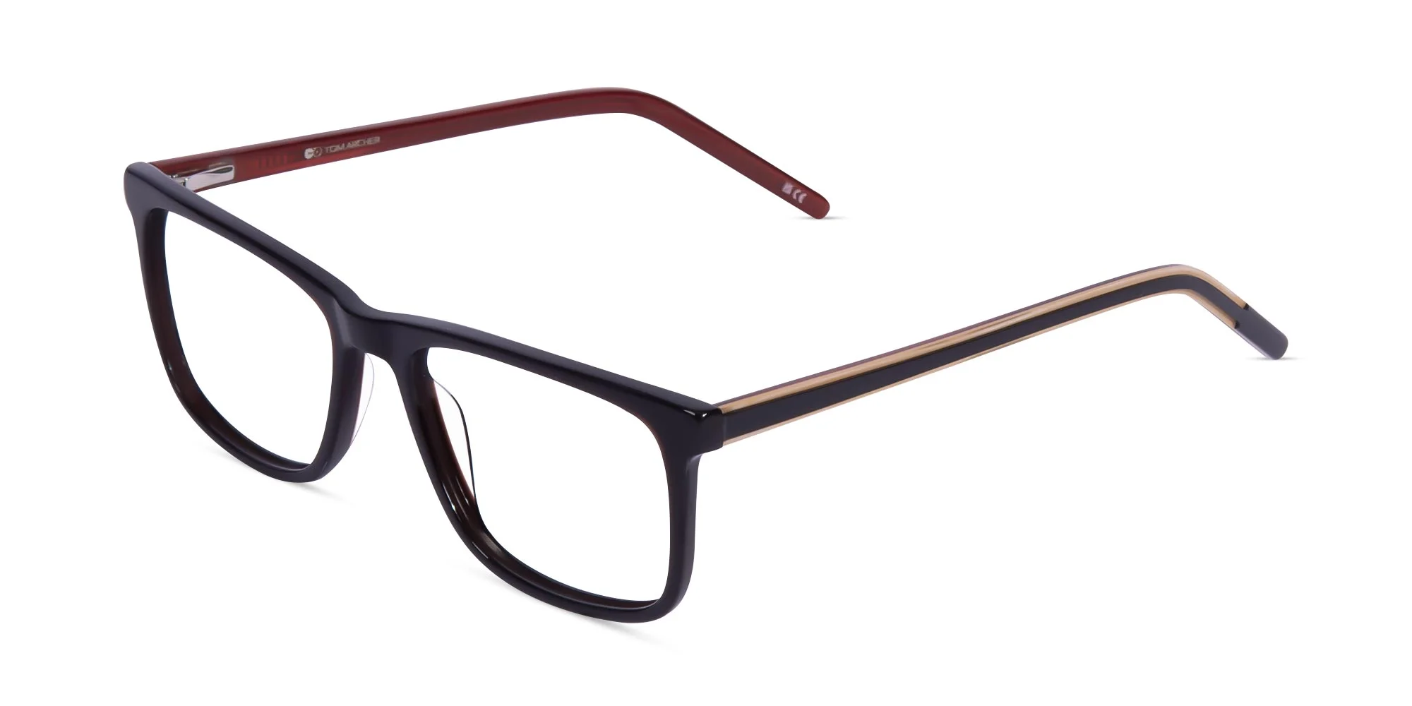 Black And Orange Rectangular Glasses-3