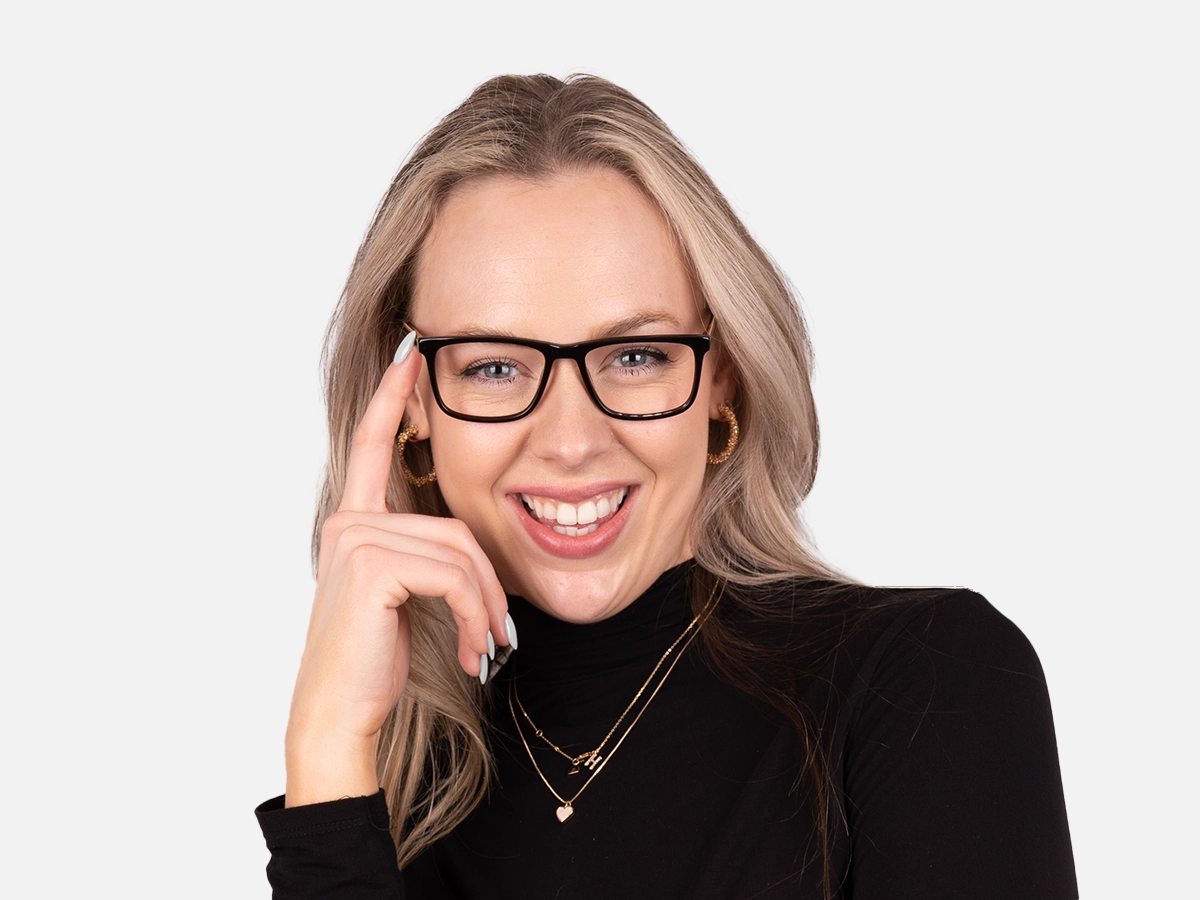 Black And Orange Rectangular Glasses-52