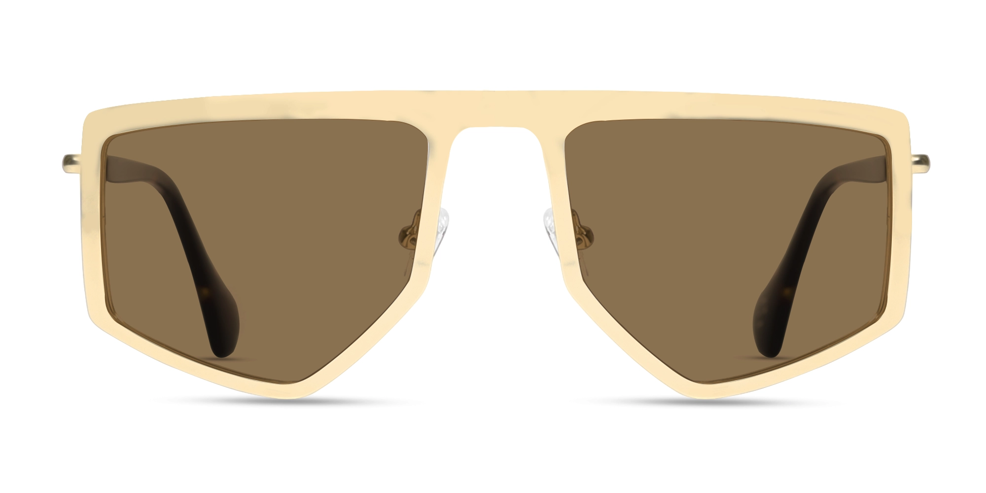 Matte Champagne Gold Metal Sunglasses-1