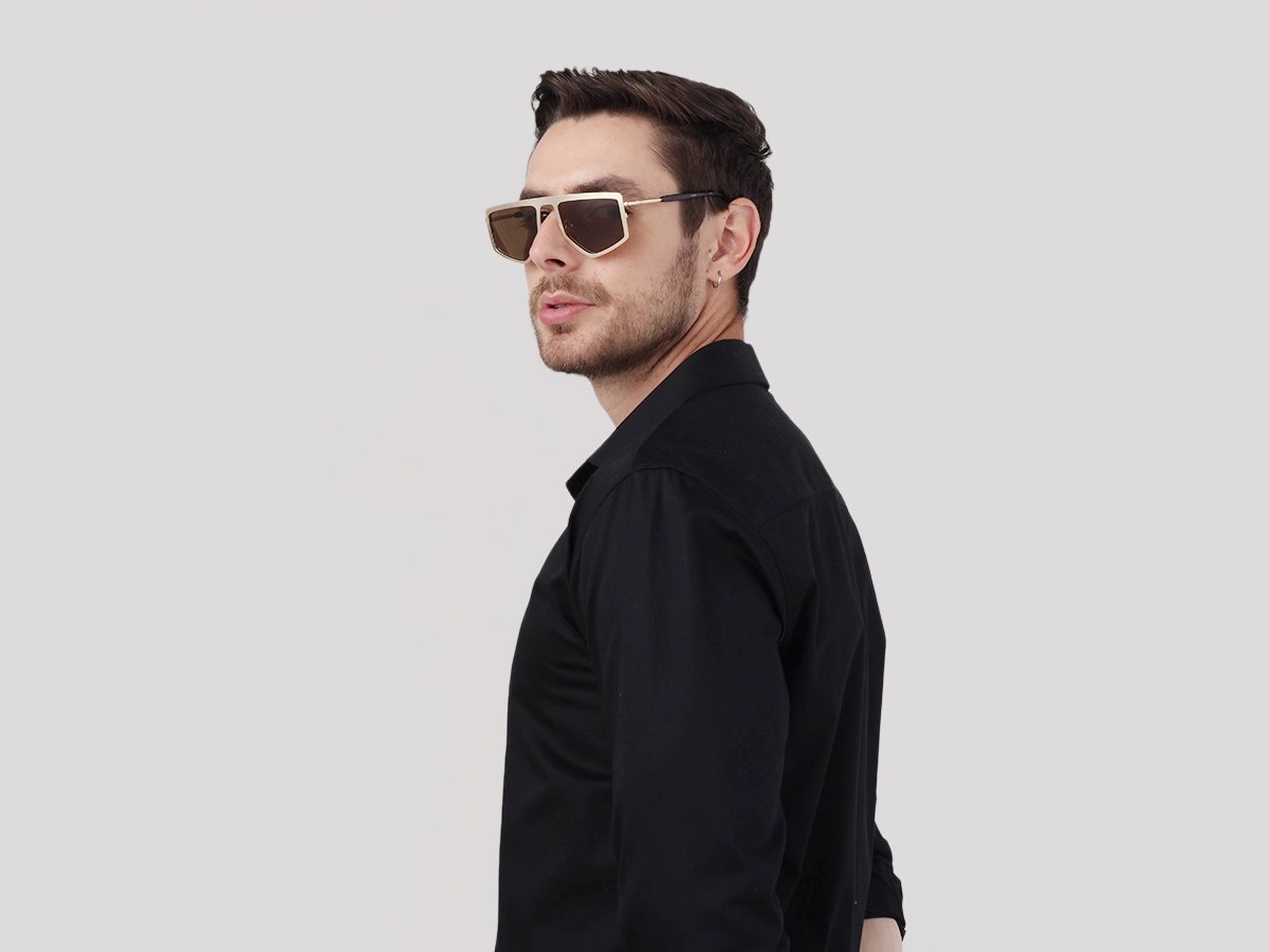 Matte Champagne Gold Metal Sunglasses-43