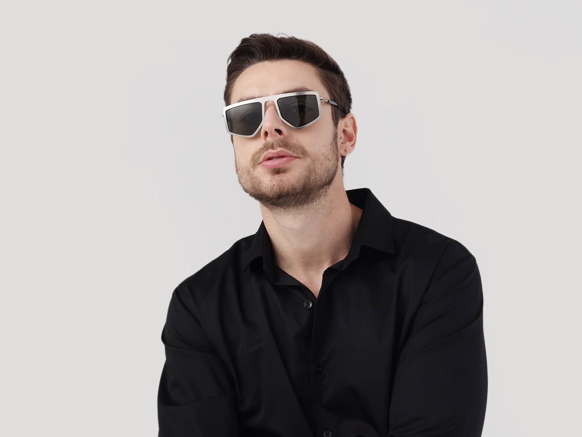 Matte Platinum Silver Metal Sunglasses-41