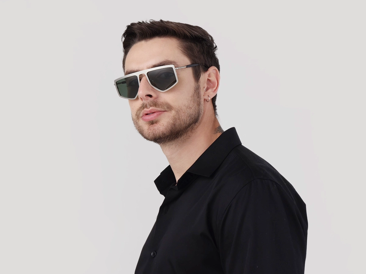 Matte Platinum Silver Metal Sunglasses-43