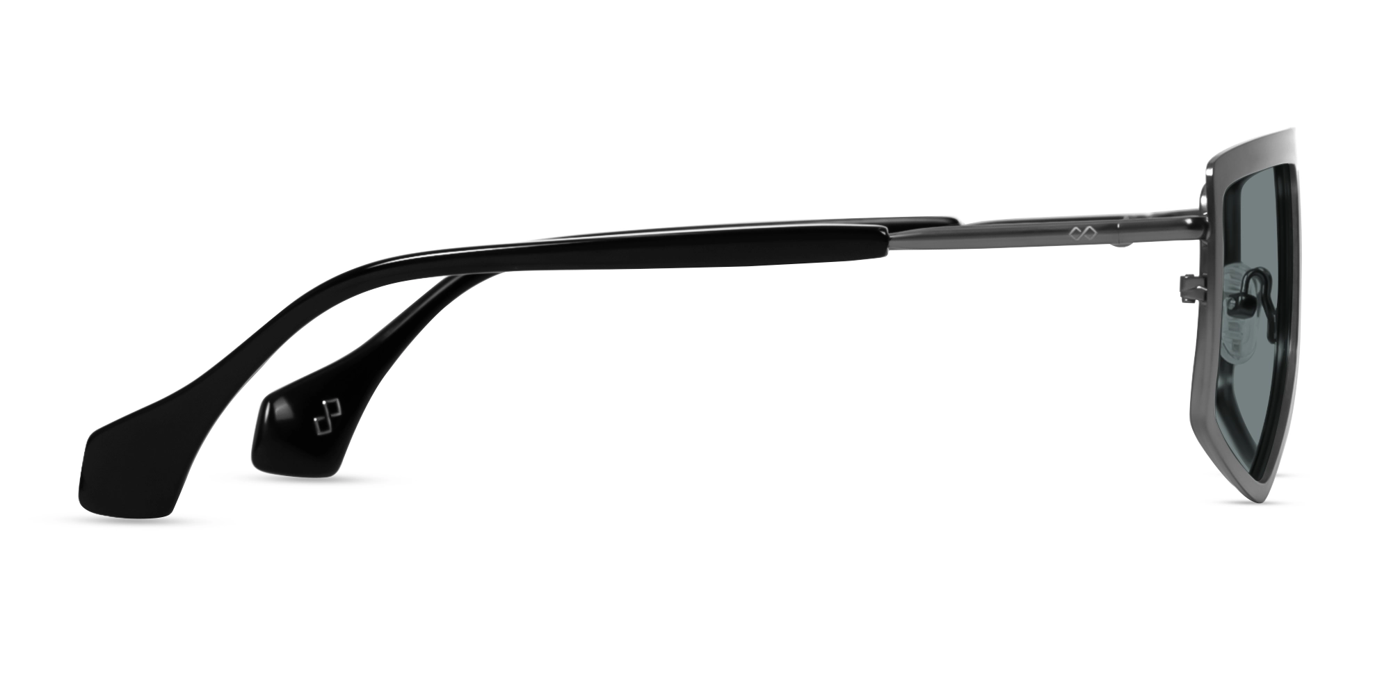 Matte Gunmetal Pilot Geometric Sunglasses-4