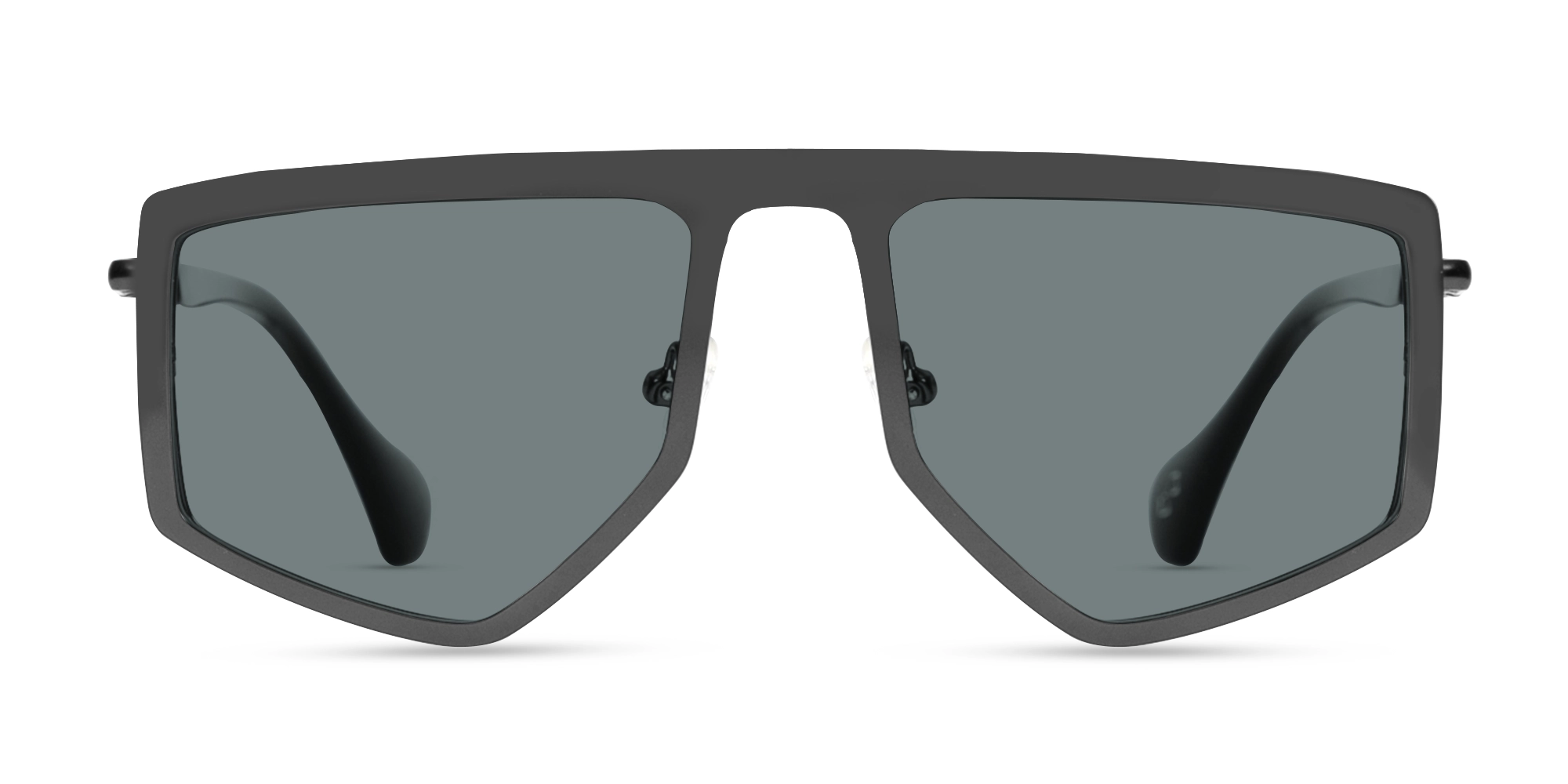 Matte Gunmetal Pilot Geometric Sunglasses-1