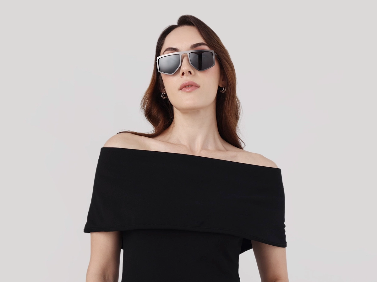 Matte Gunmetal Pilot Geometric Sunglasses-51