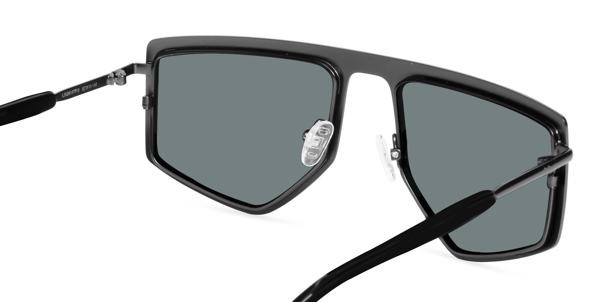 Matte Gunmetal Pilot Geometric Sunglasses-5