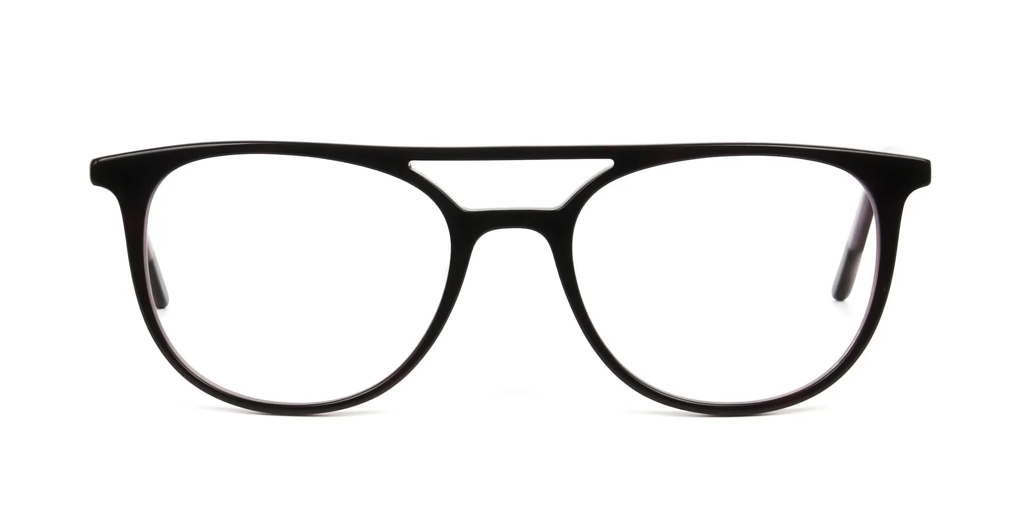 Dark Brown and Silver Lilac Pilot Spectacles - 2