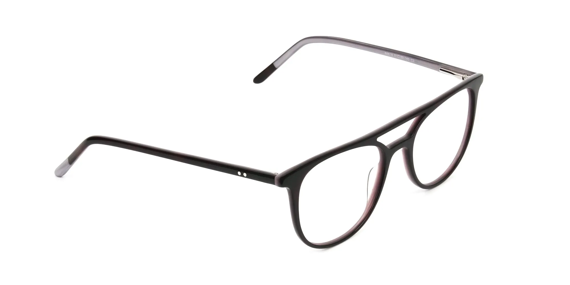 Dark Brown and Silver Lilac Pilot Spectacles - 2