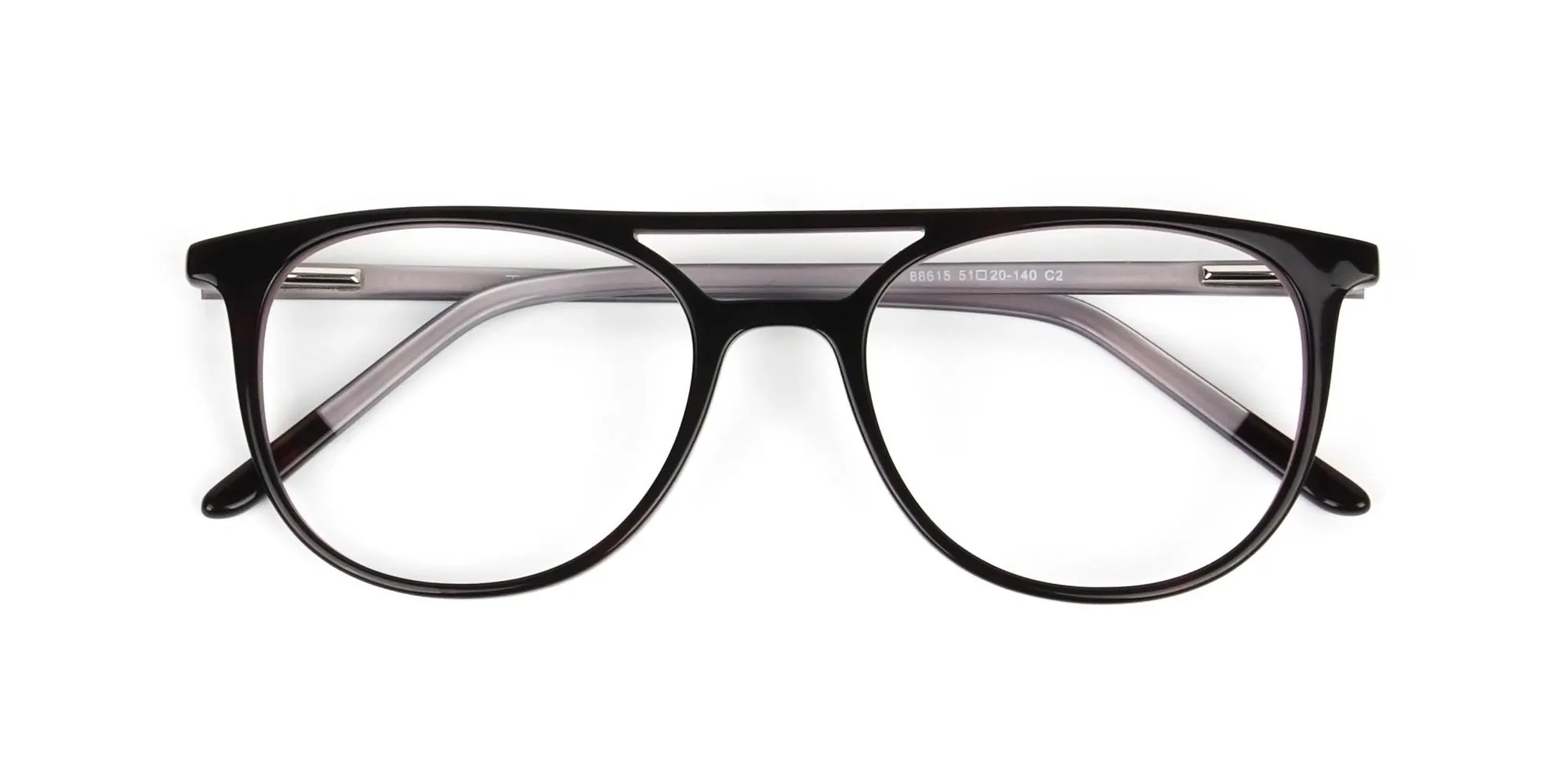 Dark Brown and Silver Lilac Pilot Spectacles - 2