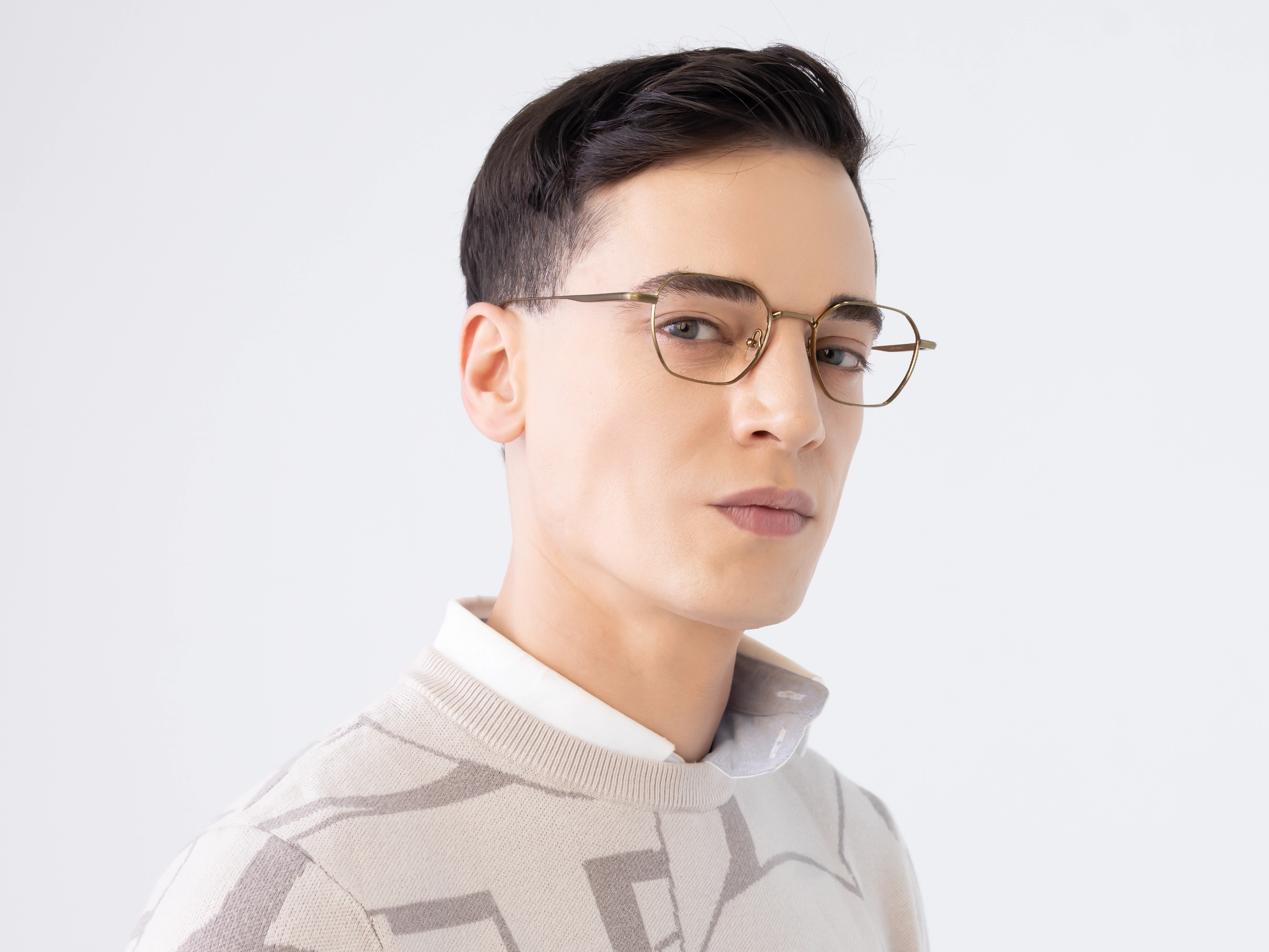 Vintage Gold Geometric Glasses-2