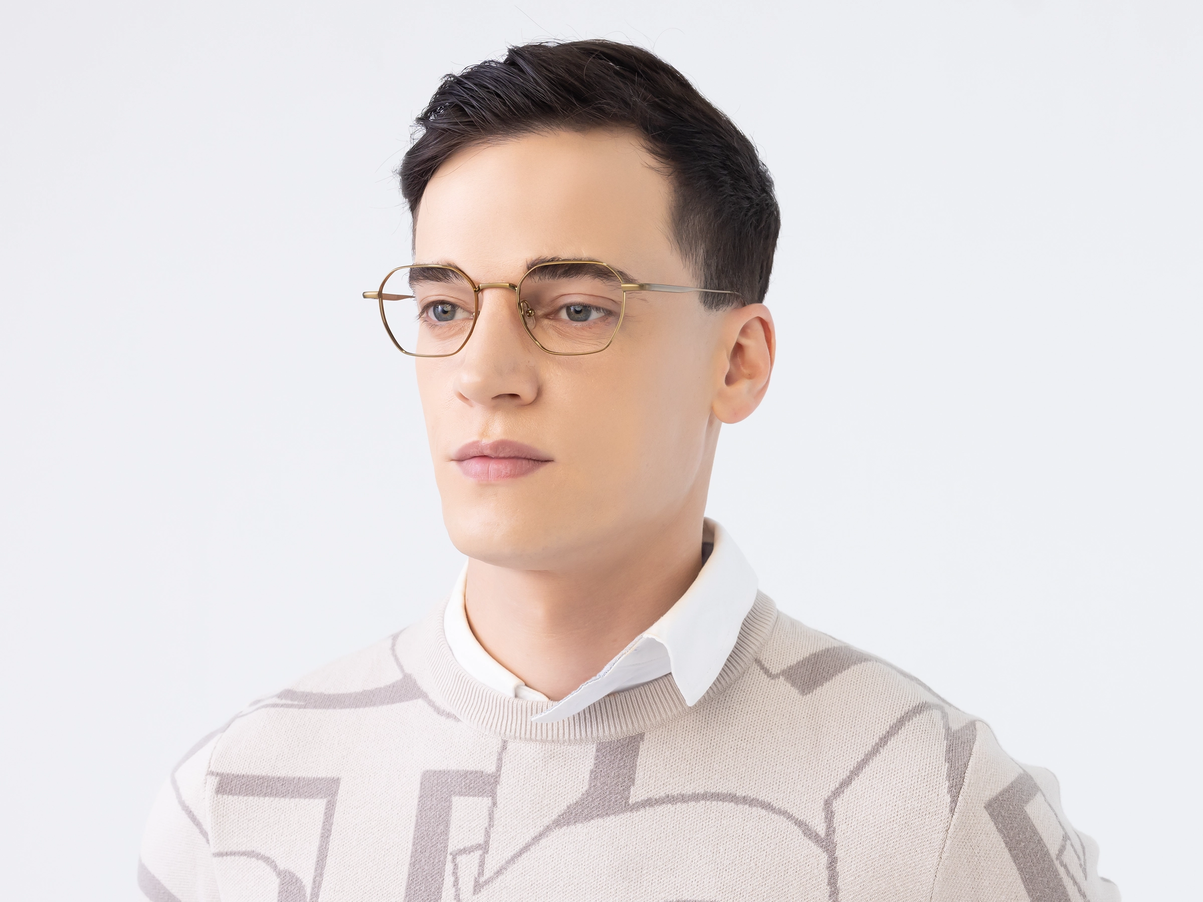 Vintage Gold Geometric Glasses-3