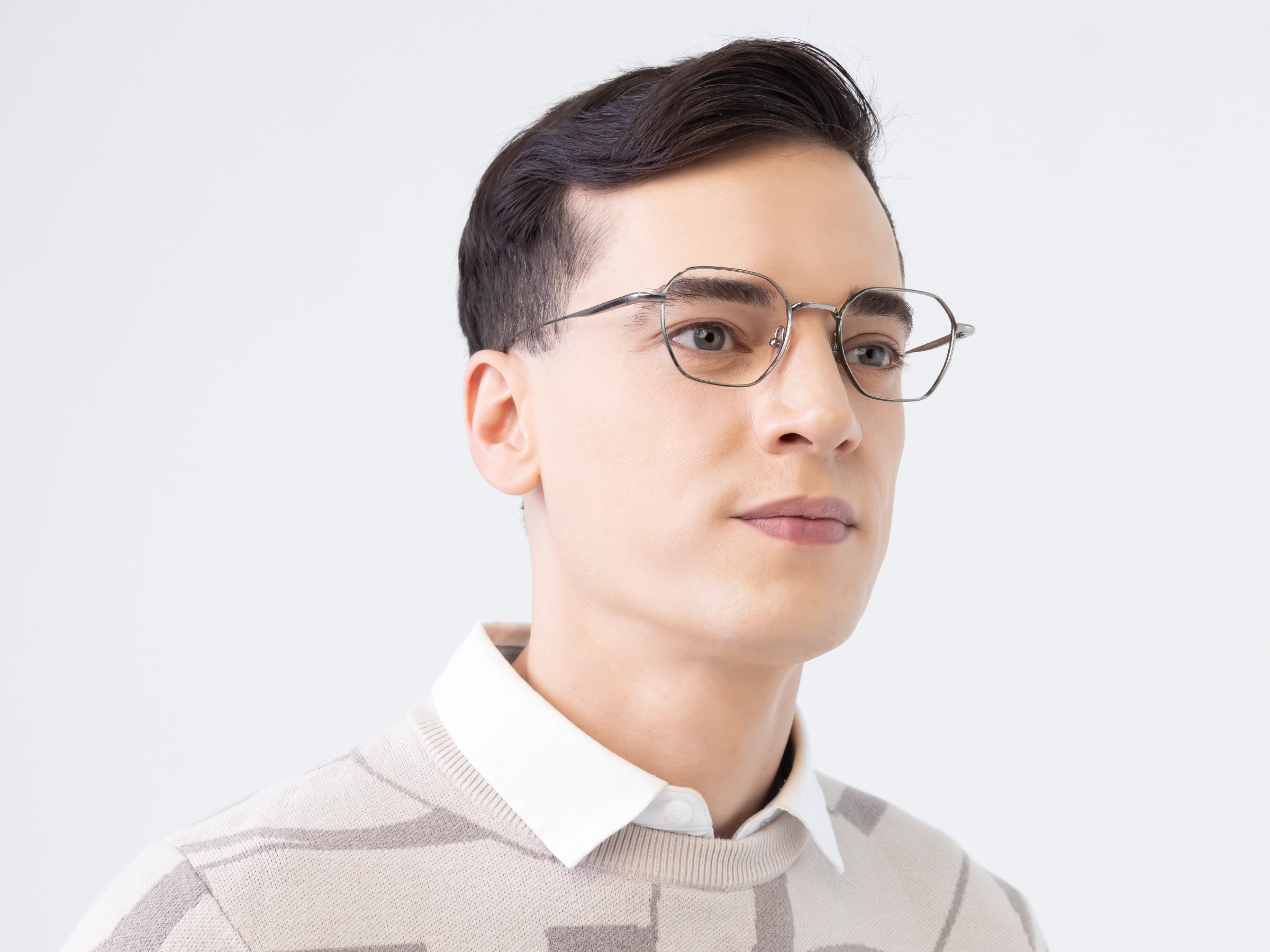 Platinum Grey Geometric Glasses-3