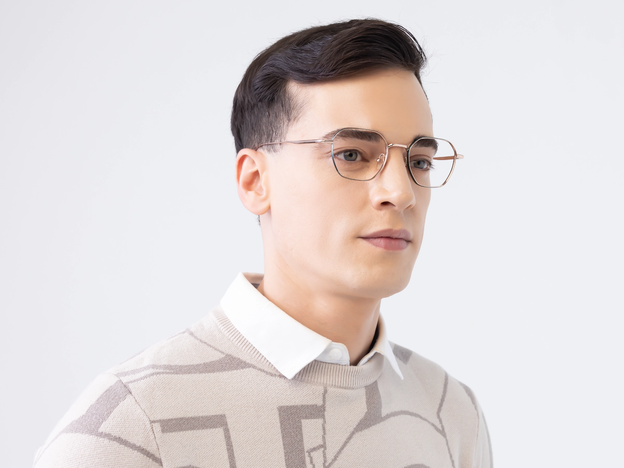 Rose Gold Geometric Glasses-3