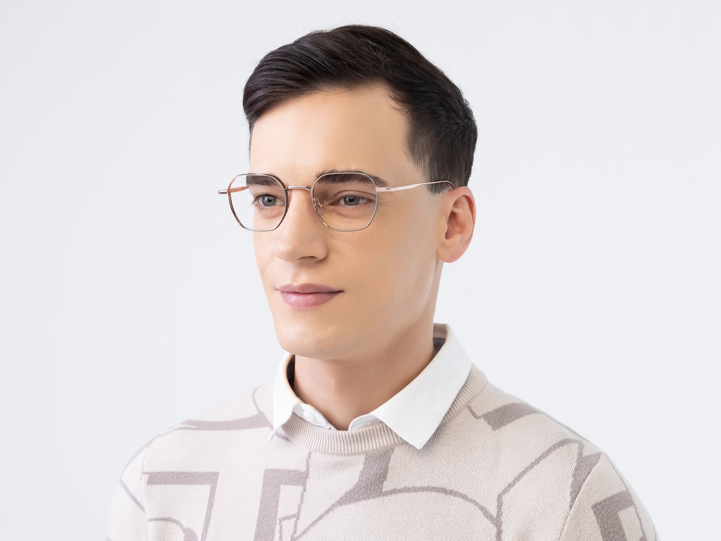 Rose Gold Geometric Glasses-2