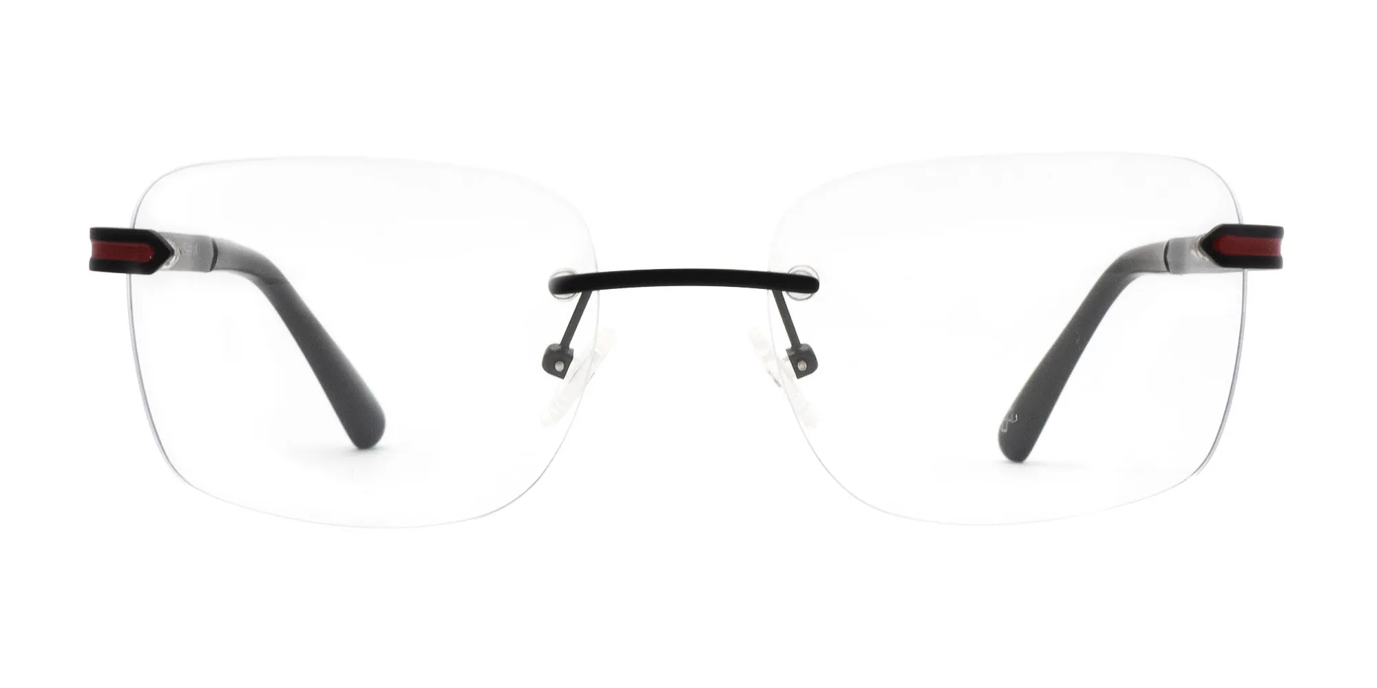 Matte black and red rimless frames-2 Matte black and red rimless frames-2