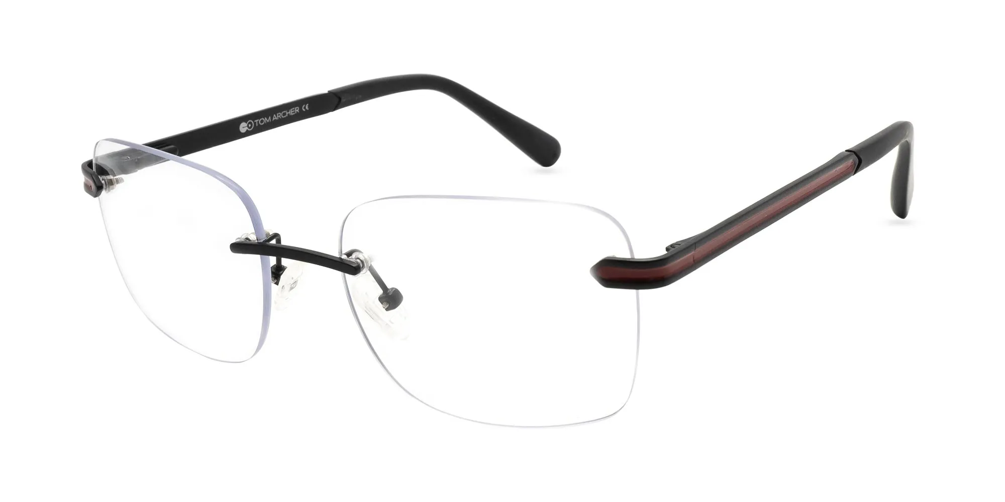 Matte black and red rimless frames-2 Matte black and red rimless frames-2