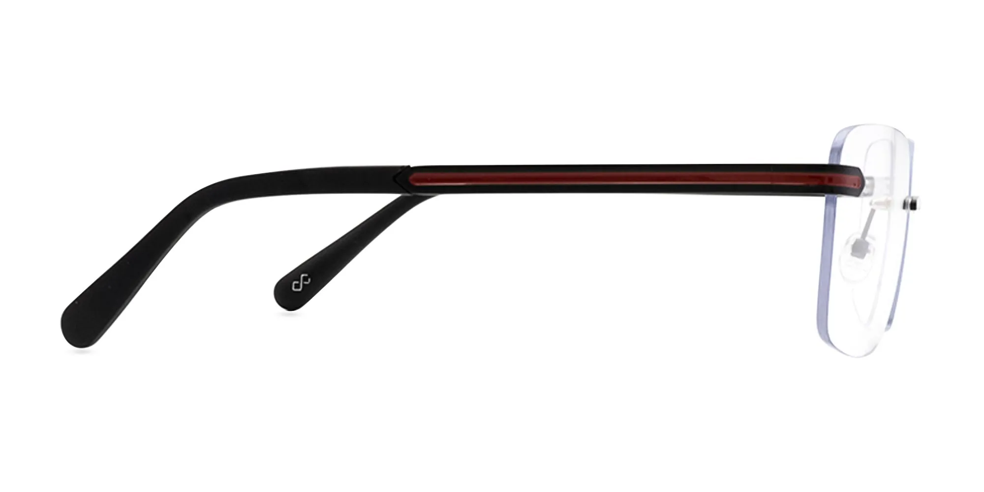 Matte black and red rimless frames-2