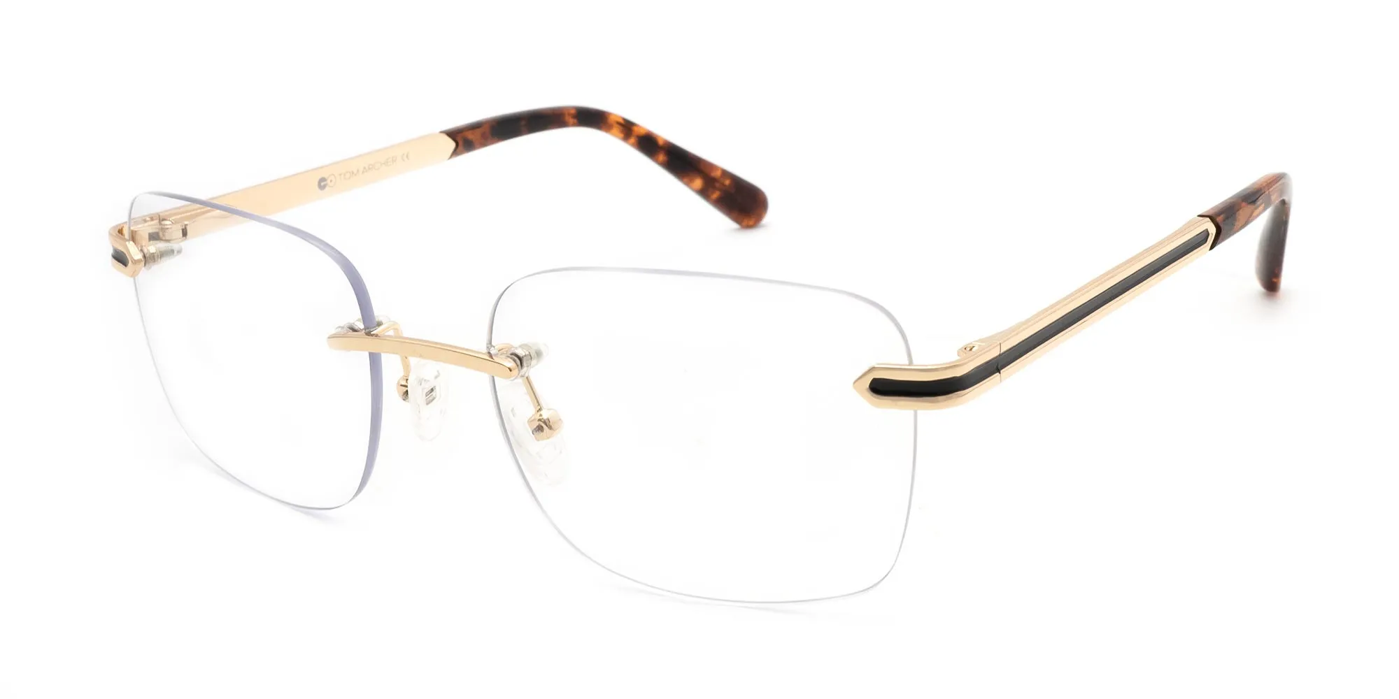 Gold and brown tortoise rimless frames-2