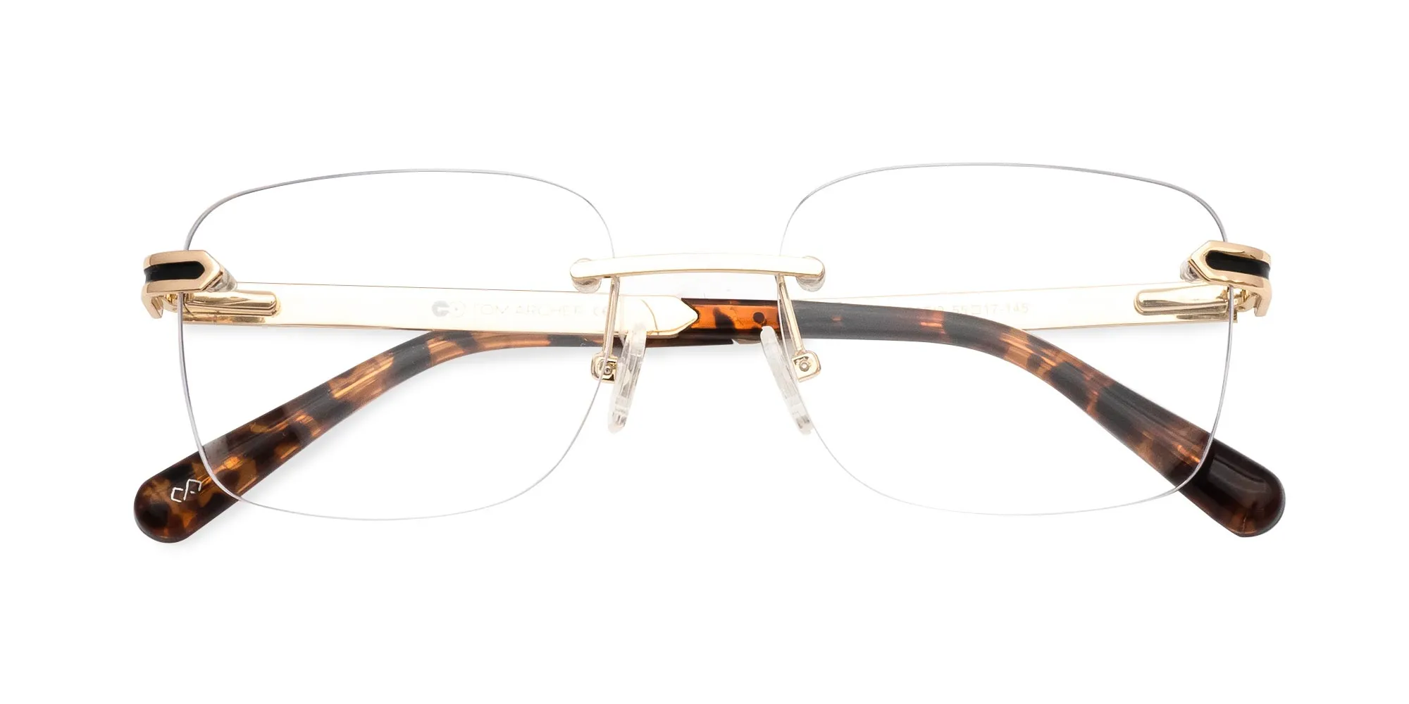 Gold and brown tortoise rimless frames-2