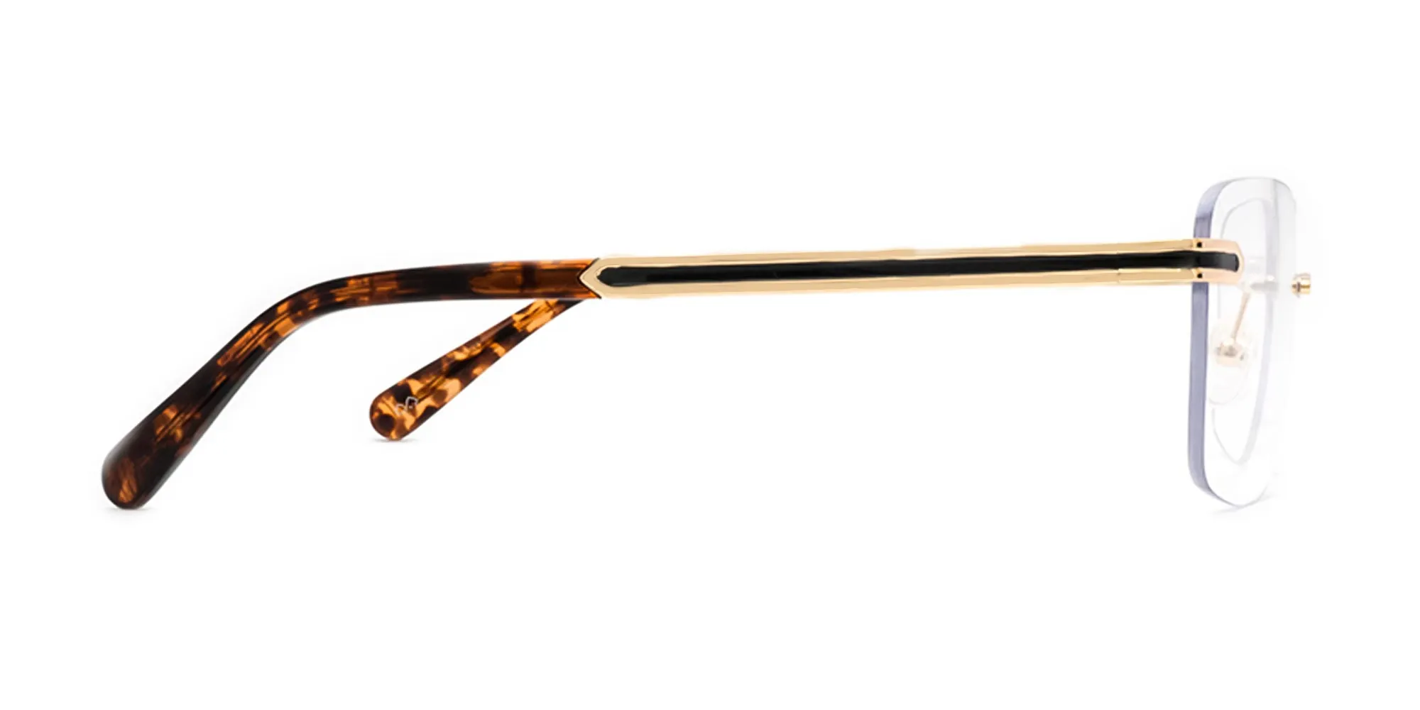 Gold and brown tortoise rimless frames-2